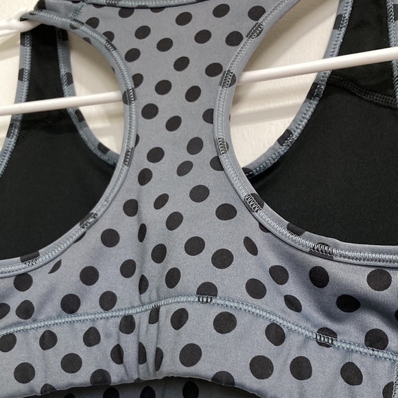 NIKE Dri Fit Gray Black Polka Dot Racerback Sports Bra Womens Small - Picture 12 of 13